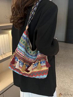 Bird in Bag - Vintage Bohemian Crossbody Bag with Tassel Detail, One-Shoulder Retro Satchel for Women, Convenient Wallet for Chic Shopping Experience Homeless Bags, Heart Shaped Bag, Bag With Tassel, Retro Bohemian, Adjustable Bag, Vintage Type, Vintage Bohemian, Bird In Bag, Bag Straps