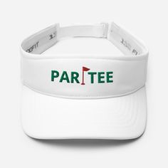 a white hat with the word par tee on it