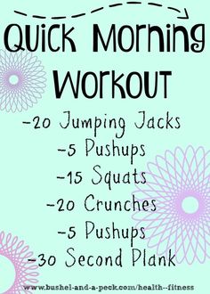 Picture Quick Easy Workouts, Quick Morning Workout, Motivasi Diet, Trening Fitness, Best Cardio, Cardio Training, Weight Workout Plan