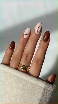 Get inspired by 30  adorable bow nail designs, from cute 3D bow nails to short and sweet styles in pink, red, white, gold, and black. This also includes coquette nails, ribbon nails, short bow nails, french tip bow nails, bow nail art. (📷 hono_nails IG) Round Nail Designs, Fall Gel Nails, Her Nails, Round Nails, Brown Nails, Fall Nail Designs, Chic Nails, Short Acrylic Nails