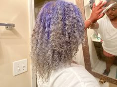 Purple Natural Hair, Waterfall Braid Hairstyle, Hair Stripes, Dyed Curly Hair, Girl Hair Colors, Dyed Natural Hair, Natural Curls Hairstyles