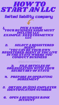 This is an image of a step by step guide on how to start an LLC. Llc Tips, Free Llc, Creating A Small Business, Start An Llc, Forming An Llc, Llc Ideas, Starting A Llc Business, What Is An Llc