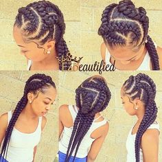 Big Cornrows, Twisted Hair, Big Braids, Hair Afro, Pelo Afro, Beautiful Braids, Girls Braids, Cornrow Hairstyles