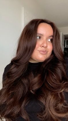 Chocolately Brown Hair, Level 4 Red Brown Hair, Brown Shades Of Hair Color, Expressing Brown Hair, Brown Hair On Medium Skin, Level 6 Balayage Brunettes, Chestnut Brunette Hair Color, Chocolate Brown All Over Hair Color, Auburn Hair On Olive Skin