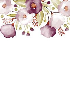 watercolor flowers and leaves on a white background