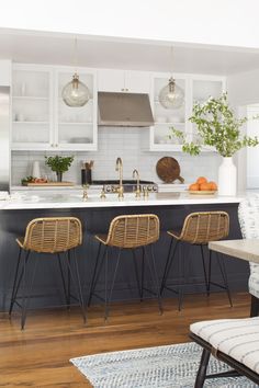 the kitchen is clean and ready to be used as a dining room or living area