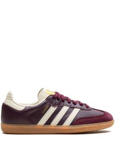 Adidas Samba OG "Maroon" Sneakers - Farfetch Colorful Adidas Sneakers, Colorful Adidas, Gazelle Outfit, Maroon Sneakers, Samba Gazelle, Wishlist Clothes, Adidas Gazelles, Gazelle Adidas, Jordans 1