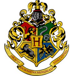 a white t - shirt with the hogwarts crest on it