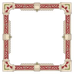 an ornate frame with red and green accents