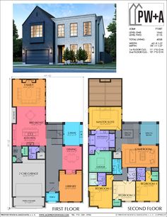 two story house plans with different floor plans