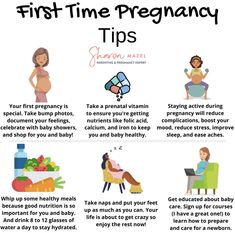 the first time pregnant tips poster is shown with images of pregnant women and their baby