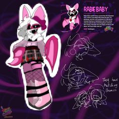 the paper doll is dressed up as a raccoon baby with pink and black clothes