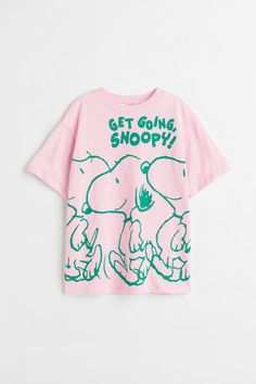 Oversized Printed T-shirt Pink Snoopy, Snoopy Kids, Tulle Skirt Dress, Costume Intero, Fashion Graphic, Girls Prints, Oversized T Shirt, Wide Sleeves