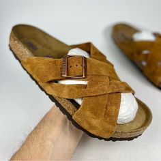 Men’s Size 9 / Women’s Size 11 Men’s Size 12 Condition Is Brand New With Tags. No Box. Shipped Same Or Next Day With Usps Priority! Trusted Seller. 100% Positive Feedback. Be Sure To Check Out My Profile And Give A Follow To Receive Updates On New Sneaker Listings! Brown Suede Slides With Buckle Closure, Brown Slip-on Footbed Sandals For Outdoor, Leather Slides With Buckle Closure, Brown Leather Sandals With Cushioned Footbed, Brown Leather Footbed Sandals With Cushioned Footbed, Brown Flat Textured Footbed Sandals, Brown Closed Toe Slides With Cork-bed Midsoles, Casual Leather Footbed Sandals With Cork-bed Midsoles, Brown Suede Sandals With Leather Footbed