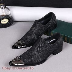 ad eBay - Find many great new & used options and get the best deals for New Mens Metal Pointed Toe Leather Business Formal Dress Slip On Shoes Wedding at the best online prices at eBay! Free shipping for many products! Men's Wedding Shoes, Business Casual Shoes, Business Formal Dress, Formal Loafers, Korean Fashion Casual, Dress Slip, Oxford Shoes Men, Shoes Wedding, New Metal