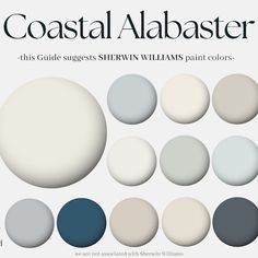 the color scheme for coastal albaster is shown in shades of blue, gray and white