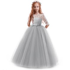 Design: Elegant flower girls dresses for weddings lace half sleeve princess formal long maxi evening prom ball gown birthday party full length dress for kids junior girls, floral lace, hidden back zipper closure, featuring beautiful design. Your little princess will be thrilled with this gorgeous floral lace bow layered tulle tutu dress.  Features: Cute child toddler long prom dresses for girls. O neck, high-waisted design, half sleeves, floor length, hollow out floral lace spliced, back zipper, Elegant Flower Girl Dress, Gown Birthday, Flower Party Dress, Tulle Tutu Dress, Dress Wedding Party, Prom Girl Dresses, Fancy Dress Up, Prom Ball Gown, Wedding Flower Girl Dresses