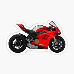 a red motorcycle sticker sitting on top of a white background