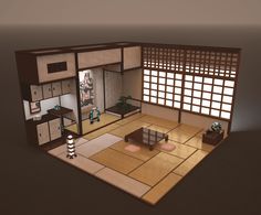 Japanese House Interior Traditional, Traditional Japanese House Layout, Japanese House Layout, Japanese House Interior, Home Gym Design Garage, Minecraft Interior, Japanese Home Design, Japanese Tea House, Japanese Style House