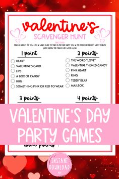 valentine's day party game with hearts on it