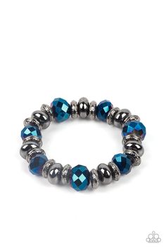 Paparazzi Power Pose Blue Stretch Bracelet - Life Of The Party May 2022 - P9ED-BLXX-038XX Power Pose, Life Of The Party, June 2022, Bracelet Online, Paparazzi Accessories, Blue Gems, Stretchy Bracelets, Metallic Blue, Blue Necklace