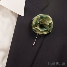 "Green and Gold Carnation Flower Lapel Stick Pin with end protector. SIZE: 2\" on the picture. You can choose size on request. Comes in a Luxury Black box with Non-Tarnish Cotton. Become a Fan on Facebook:  https://www.facebook.com/BoArtDesign Become a Fan on Pinterest: https://www.pinterest.com/BoArtDesign NOTE Please note, that items may not be as large as they appear! Because every item is handmade, flower shape may slightly vary! While every effort is made to accurately represent the true co Lapel Flower Wedding, Flower Lapel, Lapel Flower, Carnation Flower, Stick Pins, Flower Wedding, Flower Pins, Black Box, Lapel Pin