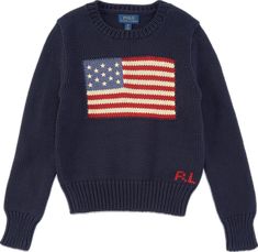 Long Sleeve Sweater With Embroidered Logo For Winter, Fall Crew Sweater With Embroidered Logo, Casual Fall Sweater With Embroidered Logo, Flag Sweater, American Flag Sweater, Skandinavian Fashion, Ralph Lauren Boys, America Flag, Stockholm Fashion