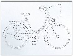 a drawing of a bicycle with dots in the shape of a bike on it's front wheel