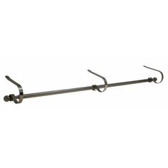 a metal rack with two hooks on it