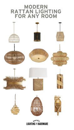 the cover of modern rattan lighting for any room by lighting & hardware, inc