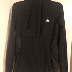 New - Only Washed Never Worn Originally Priced: $65 Brand: Adidas Size: S Color: Black Black Knit With Nylon Windbreaker Material In The Back. Fleece Lined Winter Workout Half-zip Hoodie, Black Half-zip Winter Track Jacket, Black Activewear With Adjustable Hood For Workout, Winter Sports Half-zip Hoodie, Black Half-zip Hoodie For Outdoor, Winter Workout Track Jacket, Black Half-zip Hoodie For Sports, Black Half-zip Hoodie Sportswear, Black Athleisure Activewear With Adjustable Hood