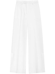 White Formal Dress Pants With Pressed Crease, Formal White Dress Pants With Pressed Crease, Modern White Wide Leg Pants For Formal Wear, Modern White Wide Leg Pants For Formal Occasions, Modern White Formal Wide Leg Pants, Modern White Ankle-length Wide Leg Pants, White Dress Pants With Pressed Crease, White Straight Dress Pants With Pressed Crease, Elegant White Wide Leg Pants With Belt Loops