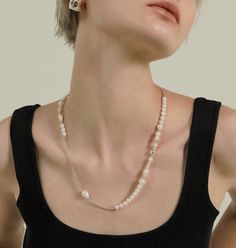 Introducing our Chain Spliced Pearls Necklace with OT Buckle, a sophisticated piece that seamlessly marries modern design with timeless elegance. Crafted with precision and attention to detail, this necklace is an embodiment of luxury and style. Material: Platinum Plated Freshwater Pearls (5.5-7.5mm) Design Features: The Chain Spliced Pearls Necklace boasts a stunning combination of platinum-plated elements and lustrous freshwater pearls ranging from 5.5 to 7.5mm in size. The innovative OT Buckl Elegant Beaded Chain Metal Necklace, Modern White Clavicle Chain Necklace, Elegant Pearl Chain Necklace With Silver Chain, Classic Pearl Necklace, Pearls Necklace, Swarovski Pearls, Smokey Quartz, Keep Jewelry, Recycled Sterling Silver