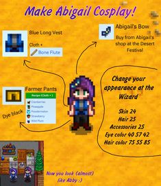 an info sheet describing how to use the game's avatar