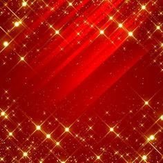 an abstract red background with gold stars and sparkles on the edges, as well as lines