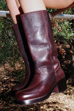 Mid-calf heeled boot Fits true to size Measurements taken from a size 7 2.5" Heel, 0.75"Platform Leather Upper, Leather / Fabric Lining, Synthetic Sole Women Dress Shoes, Boot Fits, Shoes Chunky, Runway Shoes, Style Français, Boots Square Toe, Fall Fits, Block Heel Boots