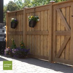 Residential Fence and Gate. Wooden Privacy Fence Styles, Craftsman Privacy Fence, Tall Wooden Fence, Privacy Screen Above Fence, Privacy Fence Gate Ideas, Wooden Fence Gate Ideas, Privacy Fence With Gate, Wood Privacy Fence Ideas, Pretty Fences