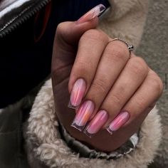 Pink Tip Nails, Bubble Nails, French Glass, Work Nails, Soft Nails, Glass Nails, Minimalist Nails