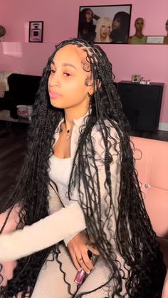 Side Part Goddess Braids, Goddess Fulani Braids, Long Goddess Braids, Side Part Braids, Goddess Faux Locs, Instagram Baddie