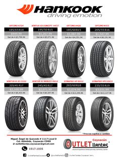 an advertisement for michel tires showing the different types of tires