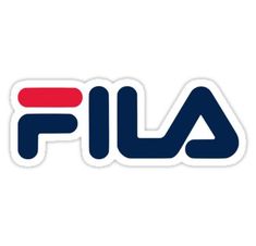 the fila logo sticker is shown on a white background with red and blue letters