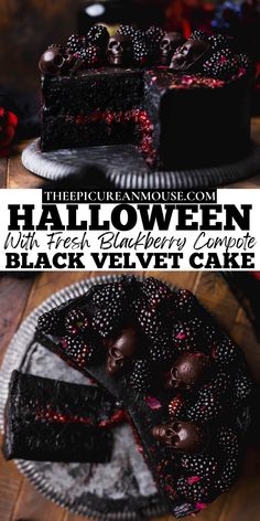 a slice of black velvet cake on a plate