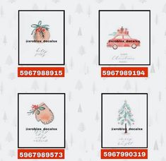 four christmas cards with different designs on them