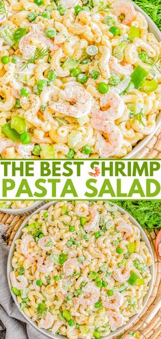 the best shrimp pasta salad is in two bowls