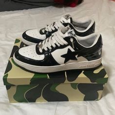 Black And White Bape Shoes, Black Bapesta Shoes, Black And White Bapesta Shoes, Bapesta Black And White, Bapestar Shoes, Black Bape Shoes, Bapesta Shoes Black, Shoes Bapesta, Bapesta Outfit