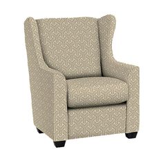 the arm chair is upholstered with an intricate pattern