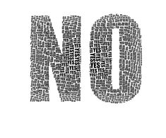 the word no is made up of words in black and white on a white background