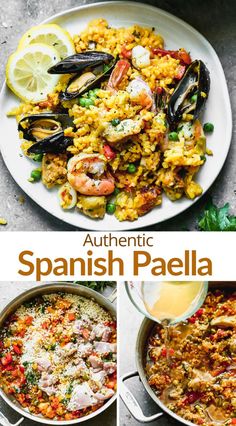 an image of spanish paella with shrimp and mussels