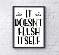 a black and white poster with the words it doesn't flush itself on it