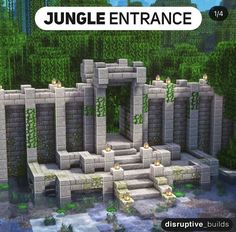 an image of a jungle entrance in minecraft with the words jungle entrance above it